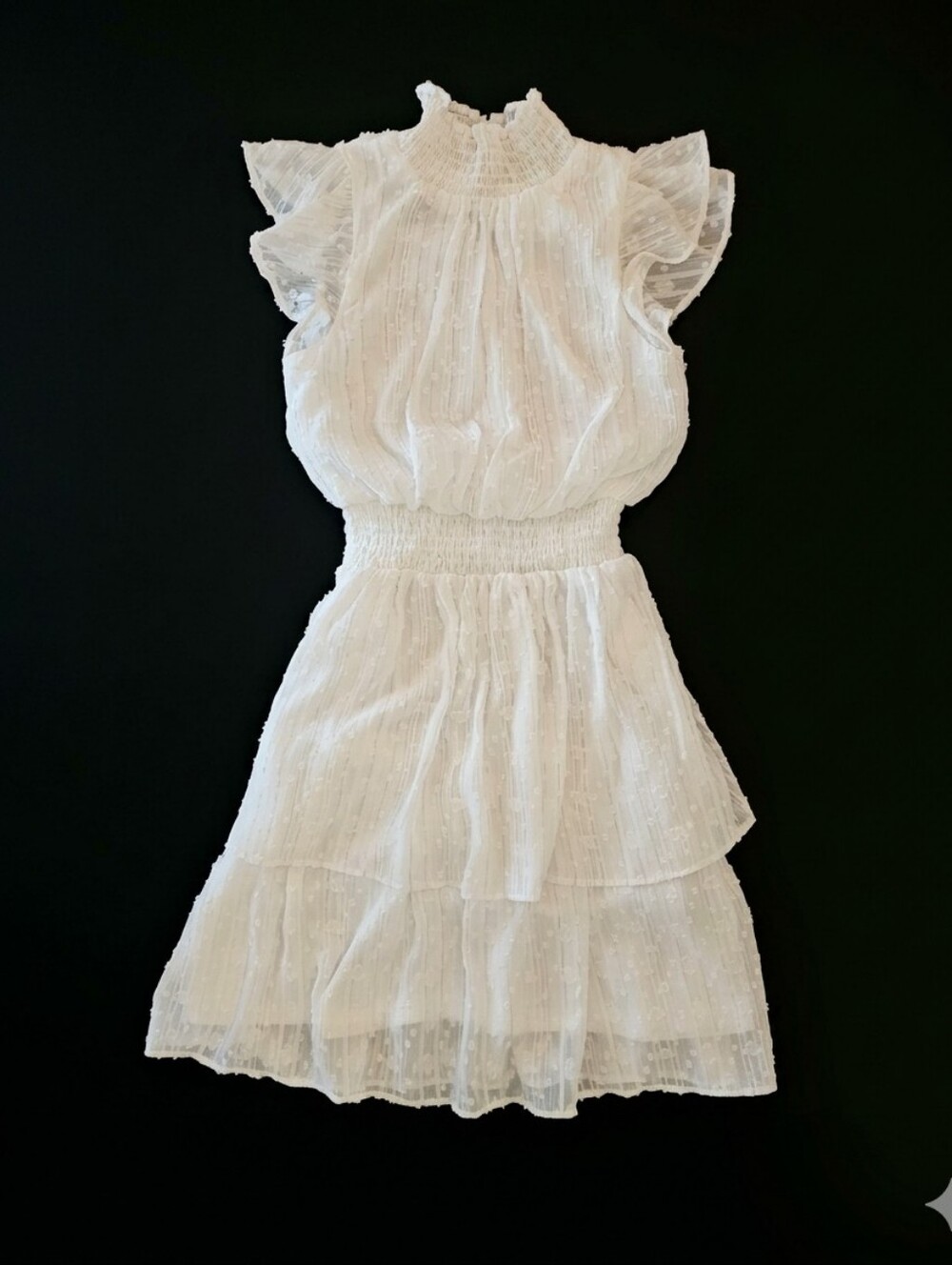 BCX Junior's Women's Cream High-Neck Lace Tiered Dress XXS
